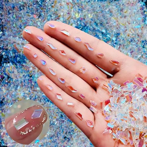 400 Pcs Aurora Nail Art Charms - Iridescent Resin Rhinestones