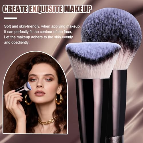 BS-MALL 7-Piece Travel Makeup Brush Set with Triangle Puff and Travel Bag
