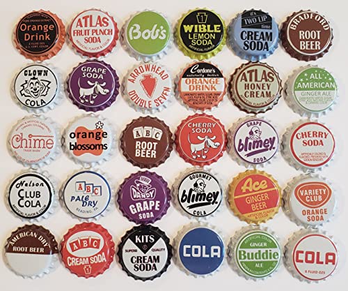 Vintage Soda Bottle Caps - 100 Random Designs, 1.25" Diameter