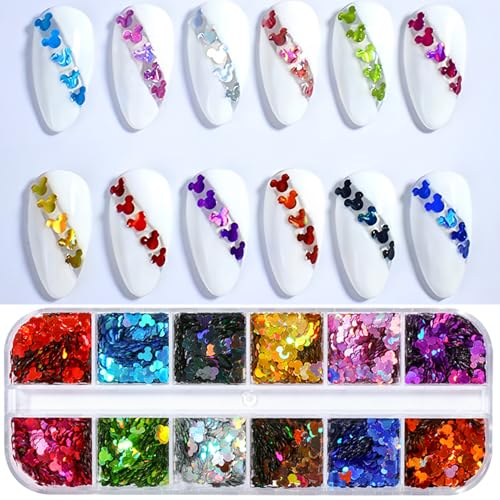 12-Color Holographic Nail Glitter Sequins Set for DIY Nail Art