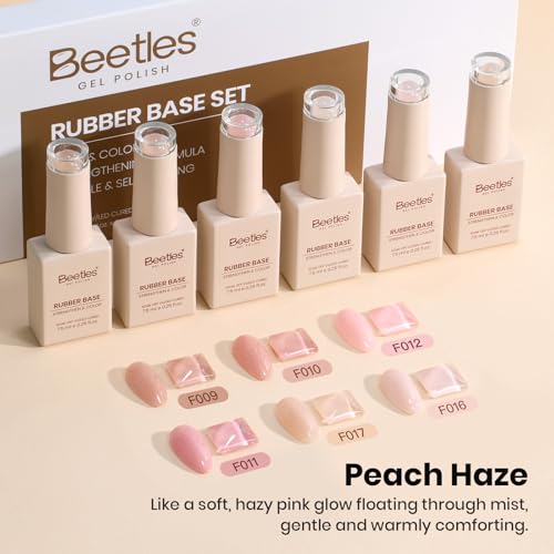Beetles Nude Neutrals Rubber Base Gel Nail Polish Set 6 Colors 7.5ml – Natural & Long-Lasting