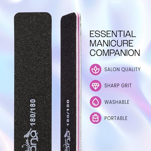 PANA Jumbo Double-Sided Nail Files - 10 Pack, 180/180 Grit