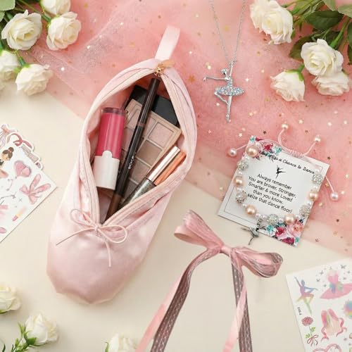 CECKQUE Ballet Pointe Shoe Makeup Bag P-Set for Girls Dance Recital Gift