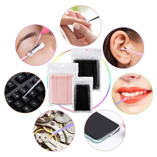 800PCS Black Microfiber Eyelash Swabs - 10CM Lash Removal Wands