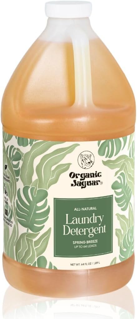 Organic Jaguar Laundry Detergent - Spring Breeze Scent | 64 Loads, 100% Natural Formula with Essential Oils