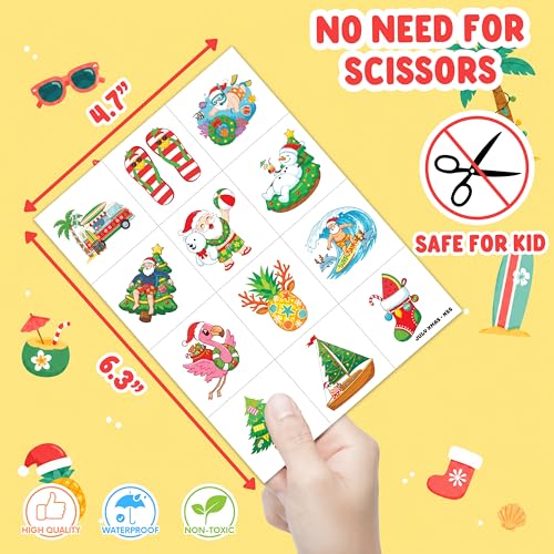 60 PCS July Xmas Temporary Tattoos for Kids | Summer Holiday Fun
