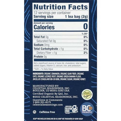 Celestial Seasonings TeaWell Organic Gut Health Herbal Tea - Cinnamon Oat, 24 Count