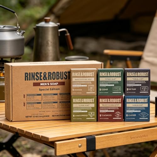 Rinse & Robust Natural Exfoliating Bar Soap Set for Men - 6 Pack