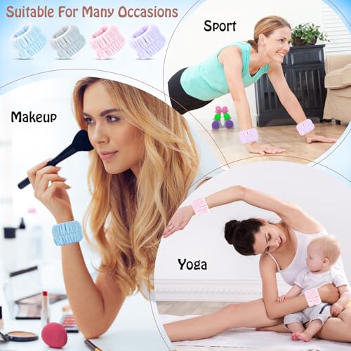 8pcs Microfiber Wrist Bands for Face Washing - Absorbent Arm Towels