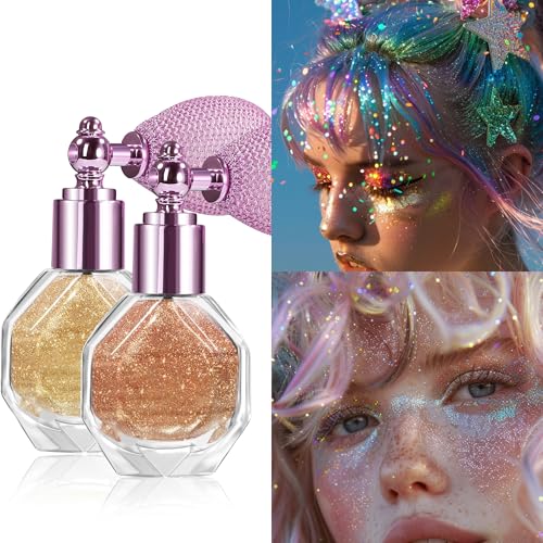 Shimmering Highlighter Spray for Face, Body & Hair - Long-Lasting Glitter