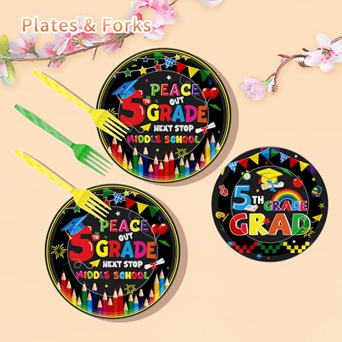 5th Grade Graduation Decorations Set for 25 Guests - 150 Pcs Tableware
