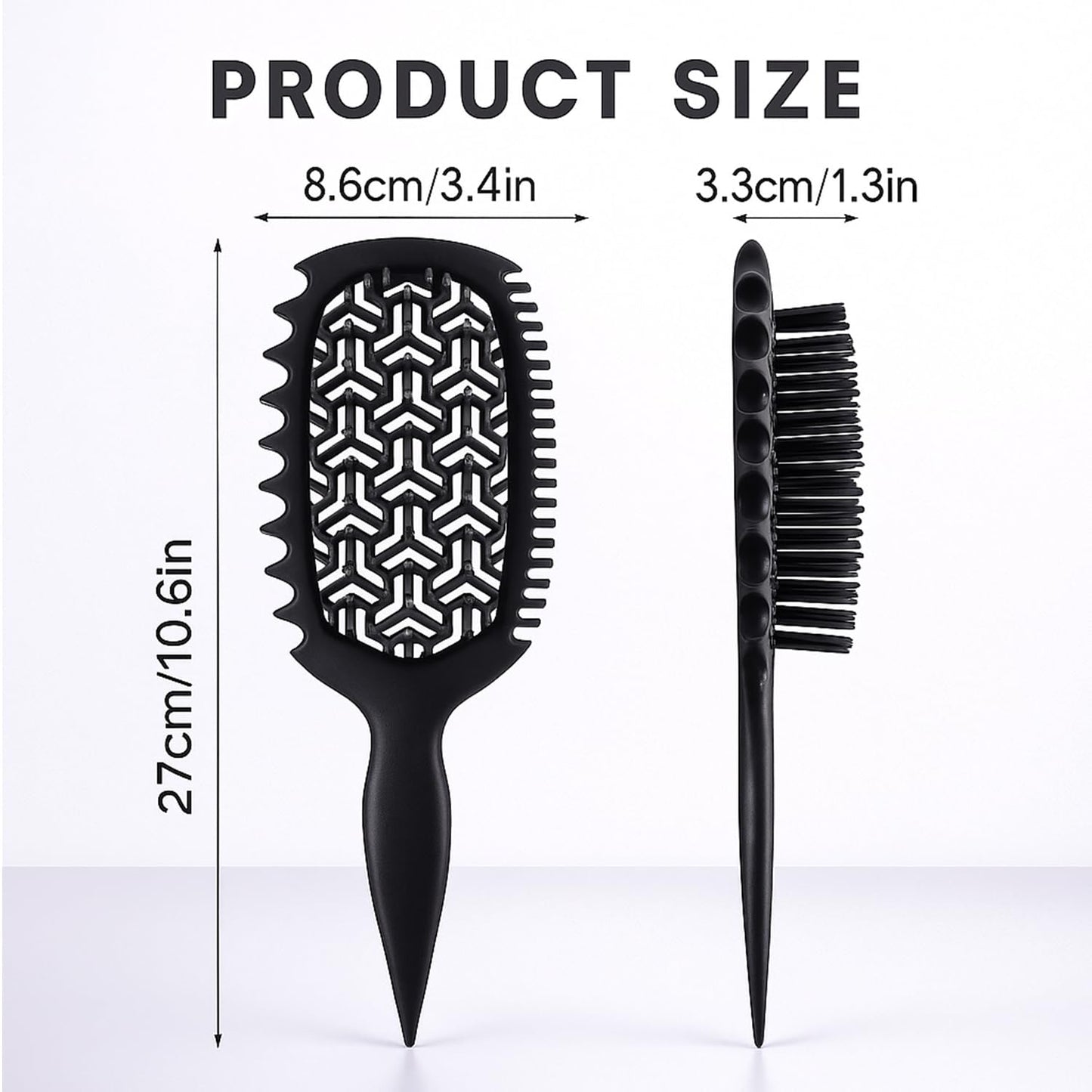 Curl Defining Brush - Vented Curly Hair Detangler for Effortless Styling | Reduces Frizz, Black