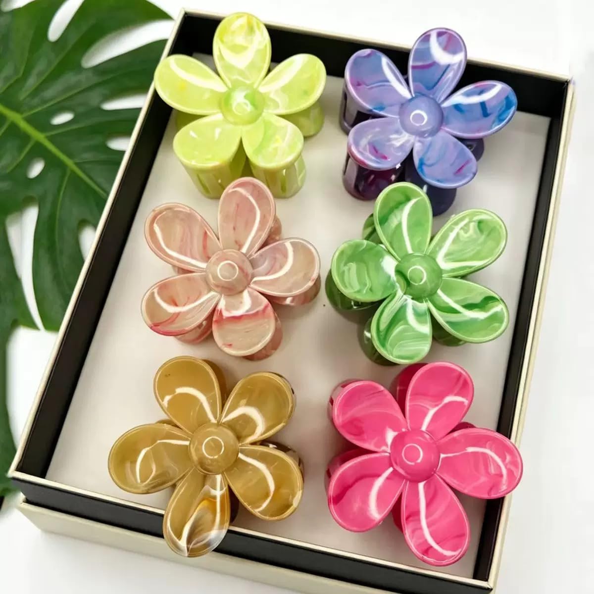 Matte Flower Hair Clips - 6Pcs Nonslip Strong Hold for Women | Hawaiian Plumeria & Daisy Beach Accessories