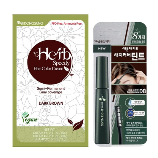 Dark Brown Hair Color Cream & Gray Cover Tint - PPD-Free, Ammonia-Free, Vegan Dye | Gentle for Sensitive Scalp