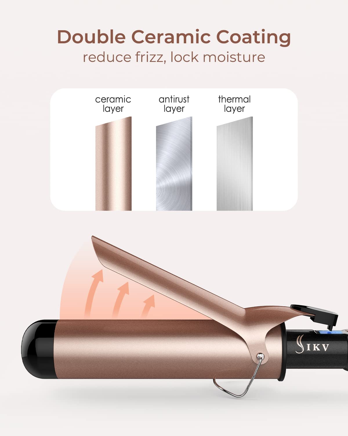 2 Inch Curling Iron Extra Large Barrel for Long Hair, Big Curling Wand Ceramic Tourmaline with LCD Display,10 Temps, Dual Voltage
