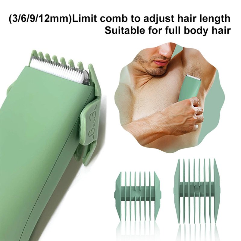 Pubic Hair Trimmer for Men and Women,Electric Shaver for Chest,Legs & Bikini,Waterproof Wet/Dry Shaver,USB Recharge Dock(Green)
