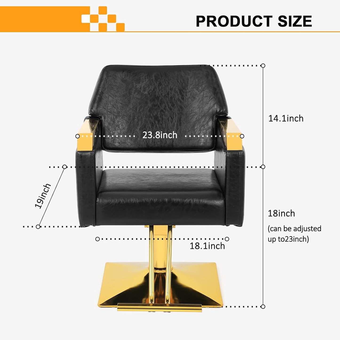 Salon Chair for Hair Stylists - Black Gold Adjustable Hydraulic Styling Chair | Modern Barbershop Equipment
