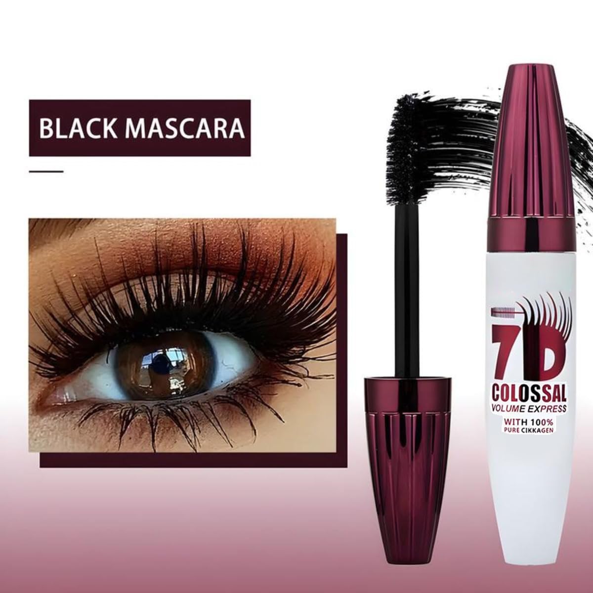 7D Waterproof Volume Mascara - Black Lengthening & Thickening Formula for Softer, Fuller Lashes | Long-Lasting Natural Curl