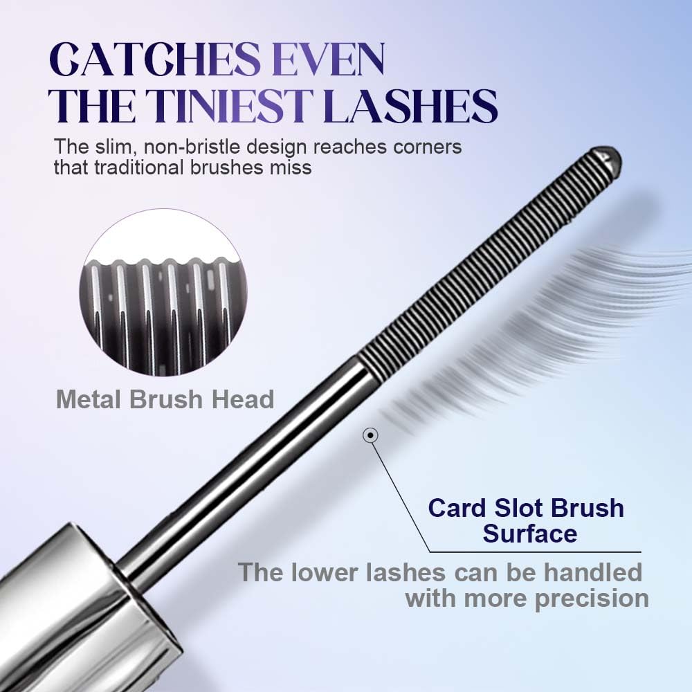 Metal Wand Mascara, Waterproof Fibre Mascara, Tubular Eyelash Primer, Metal Wand for Lengthening and Curling, Long-Lasting Lash Define (Black)