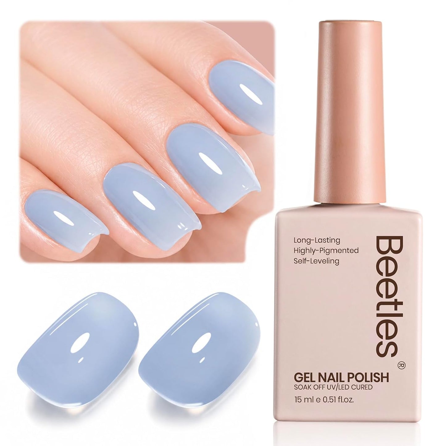 Beetles Purple Gel Polish - Lilac Light Purple Nail Color | 15ml Soak Off UV LED Gel for Summer Manicure