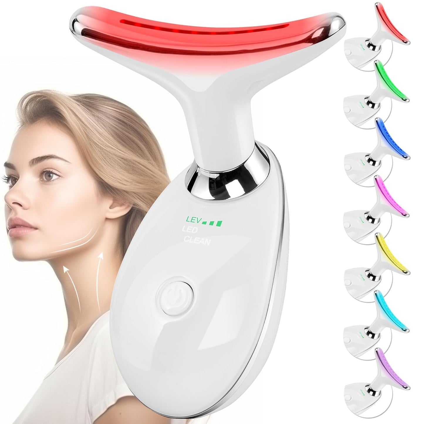Red Light Therapy Facial Massager - 7 Color Sculpting Wand for Face & Neck | Perfect Gift for Women, Moms & Friends (Rose Gold)