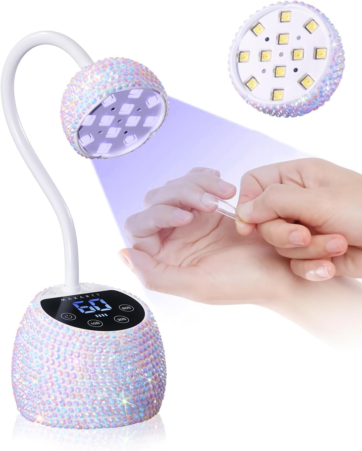 Makartt UV LED Nail Lamp - Cordless Gooseneck Gel Nail Curing Light | 39mW/cm² Auto Sensor, Fast Flash Technology