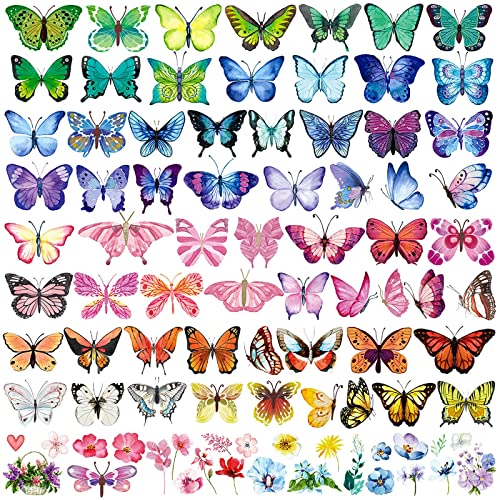 100 Pcs Colorful Waterproof Butterfly Temporary Tattoos for Kids