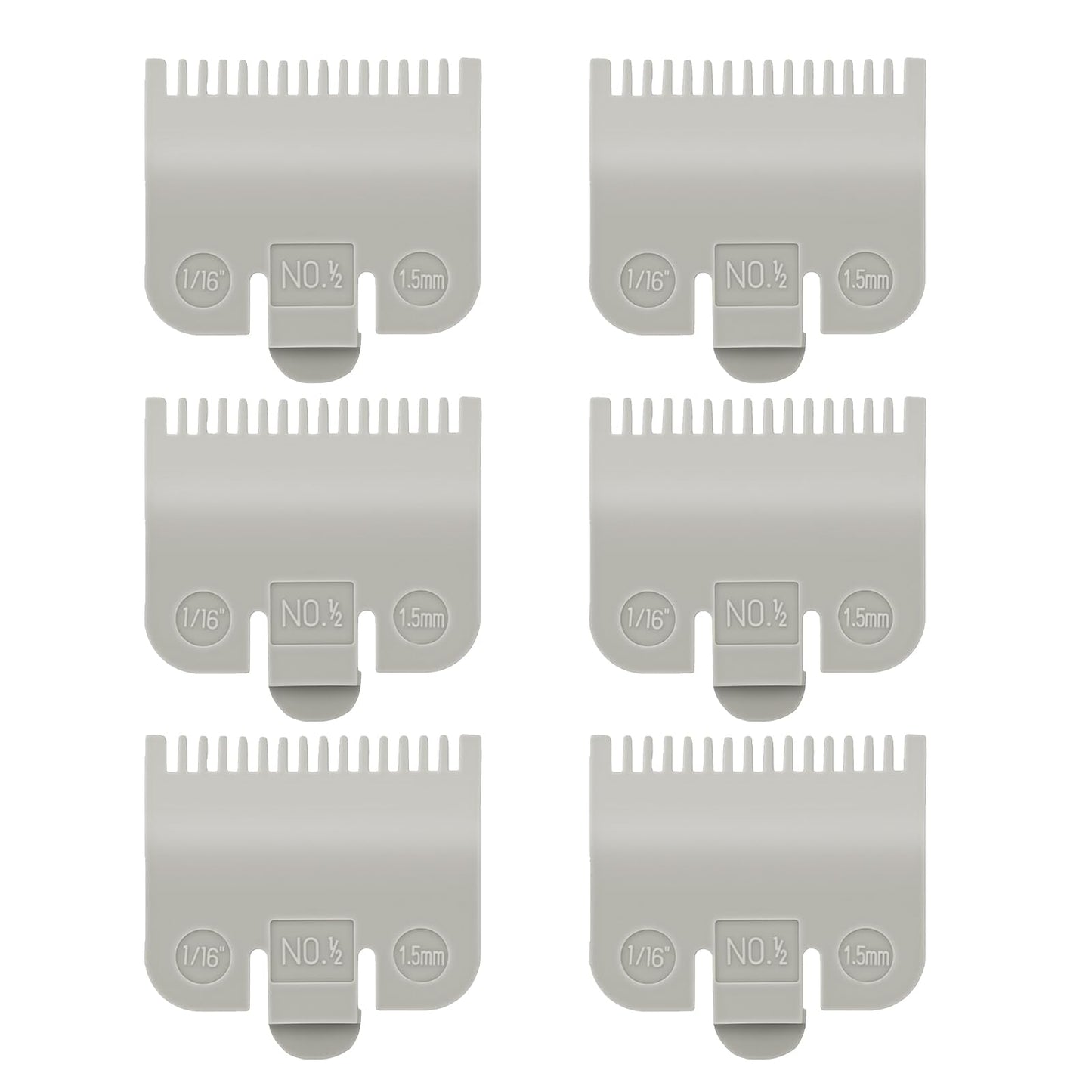 6 PCS Clipper Guards Set for Wahl, 1/2 Clipper Guard #3137-101, Premium Guards Great for Professional Stylists and Barbers - Grey