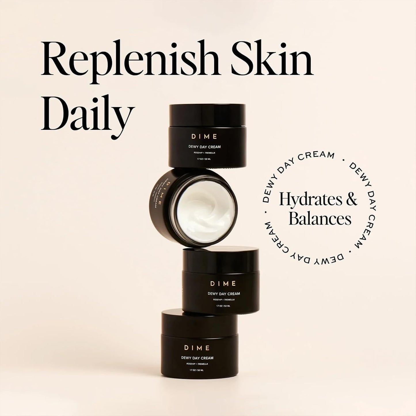 Dewy Day Cream - Anti-Aging Hydrating Face Moisturizer with Rosehip Oil & Ceramides | 1.7 oz / 50 ml
