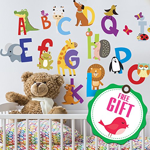 ABC Animal Wall Decals for Kids - Educational Alphabet Stickers