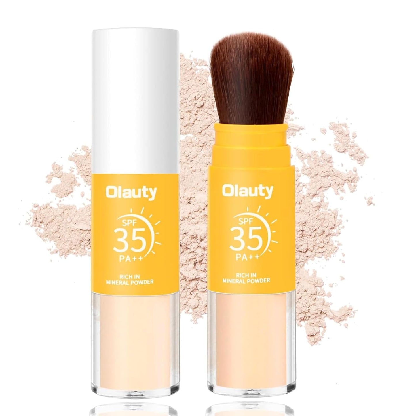 Mineral Powder Sunscreen SPF 35 - Translucent Brush-On Face & Scalp Sunblock | Lightweight Oil Control, Natural Matte Finish