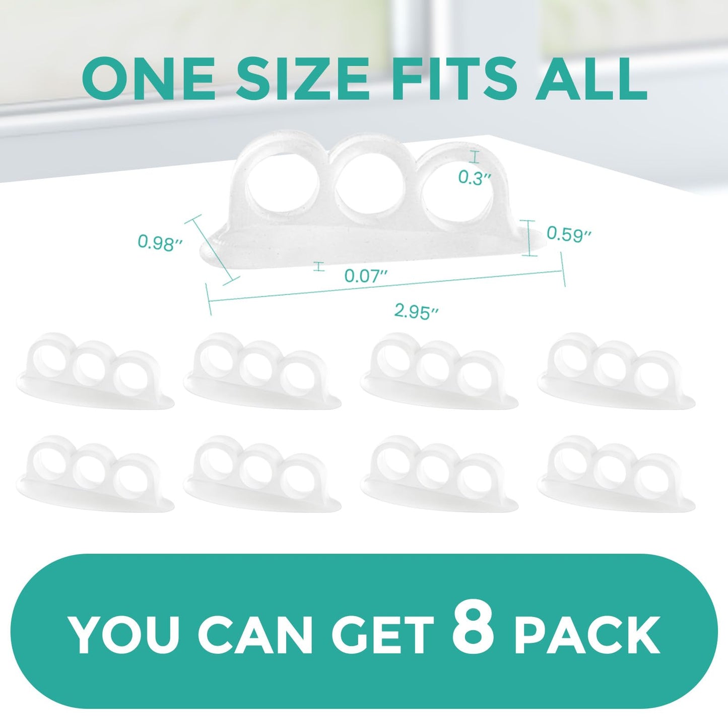 Welnove Hammer Toe Straightener Toe Corrector for Women - 8 Pcs Hammer Toe Cushion Pads for Bent, Crooked, Curled, Claw, and Hammer Toes - Soft Support and Realignment(Clear, 3 Loop Design)