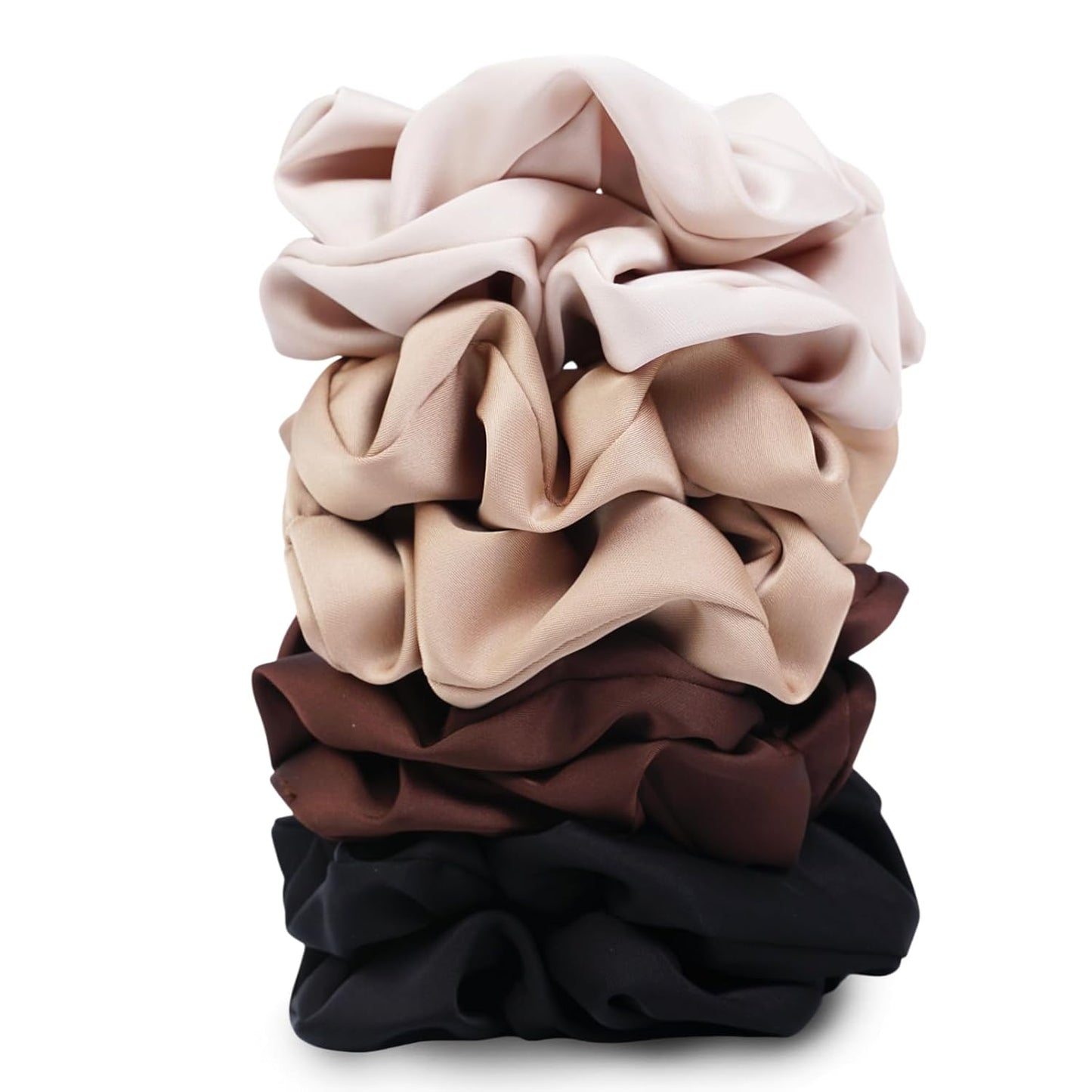 Satin Scrunchies for Women - 8PCS Black Silk Hair Ties | No-Crease, Frizz-Free Gentle Elastic Bands for All Hair Types