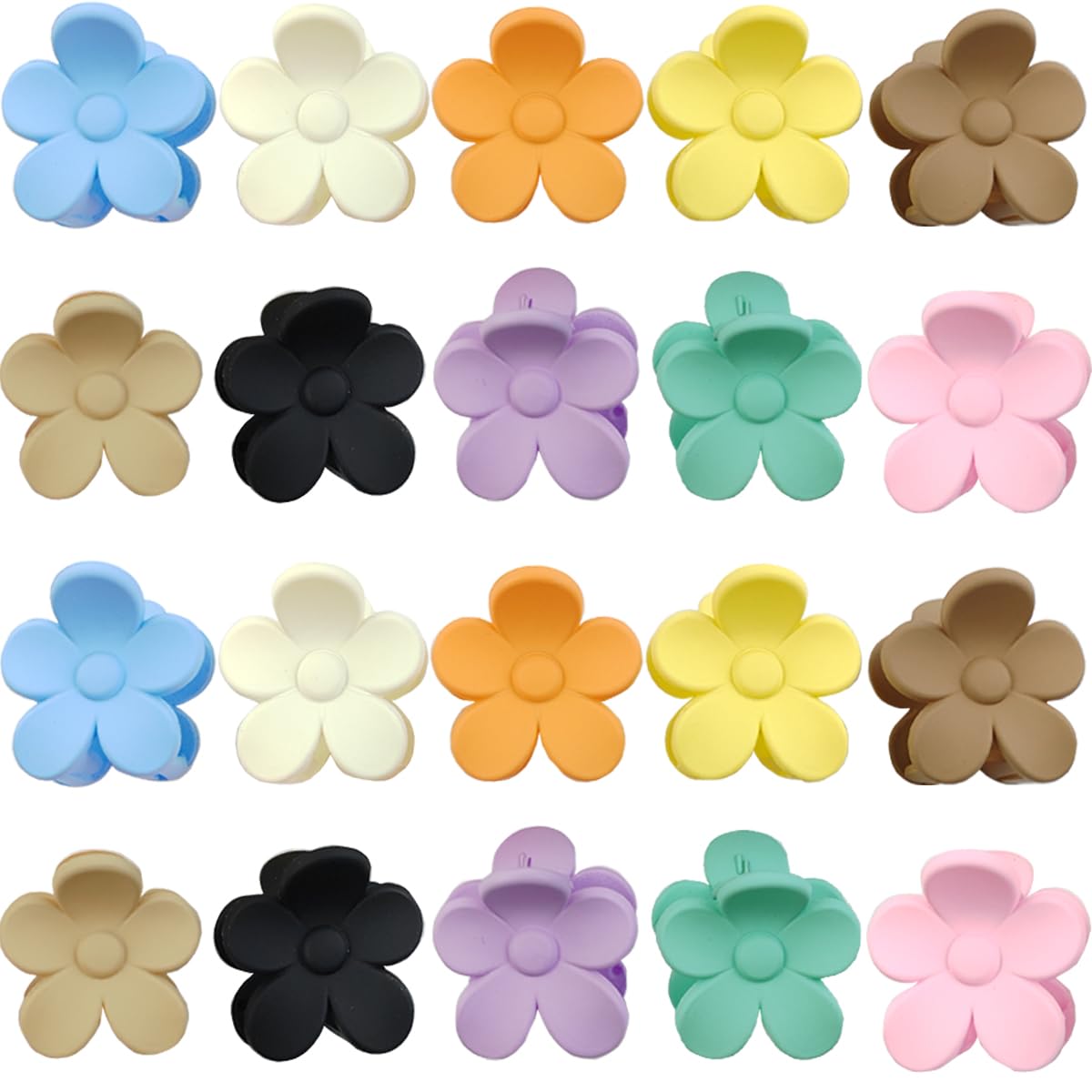 Cute Flower Claw Clips - 20PCS Small Jaw Clips for Women & Girls | Strong Hold, 10 Colors, Ideal for Thin to Thick Hair