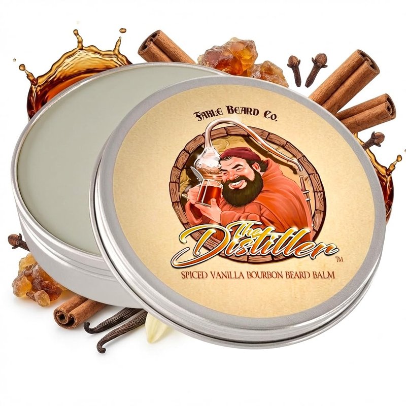 Fable Beard Co. Beard Balm - The Distiller, Mulled Spices, Aged Bourbon, and Deep Barrel Woods, Natural Beard Balm for Men with Jojoba & Argan Oils, Beard Conditioner, Made in USA (2 Fl Oz)