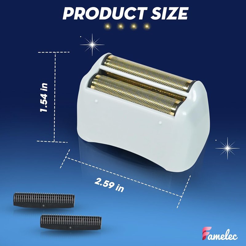 FAMELEC Pro Foil and Cutters for Andis Foil Shaver Models TS1 17150 17235 17220 TS2 17200, Razor Blades & Gold Foil Shaver Blades Compatible with Andis Shaver Foil Replacement #17155 17160 17280
