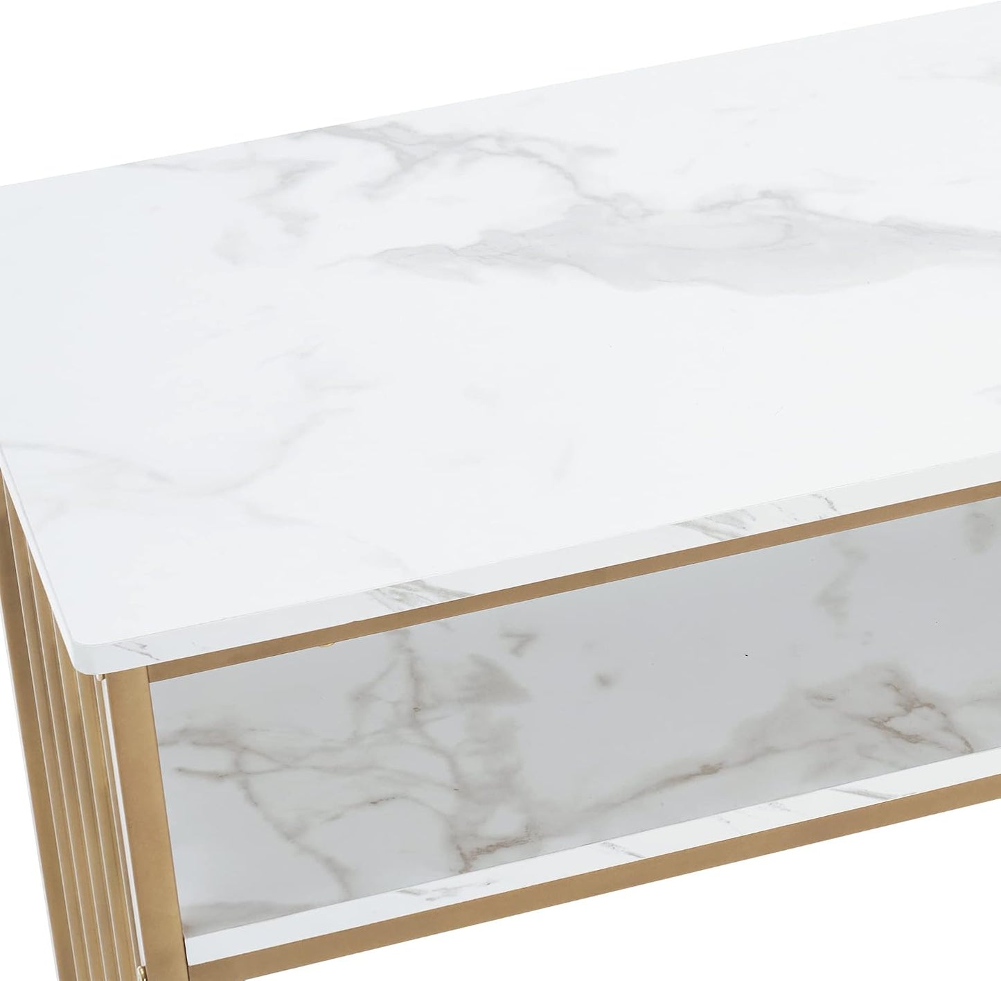Manicure Table for Nail Tech - Golden Marbling Texture with Storage Drawers | Home Salon Spa Equipment