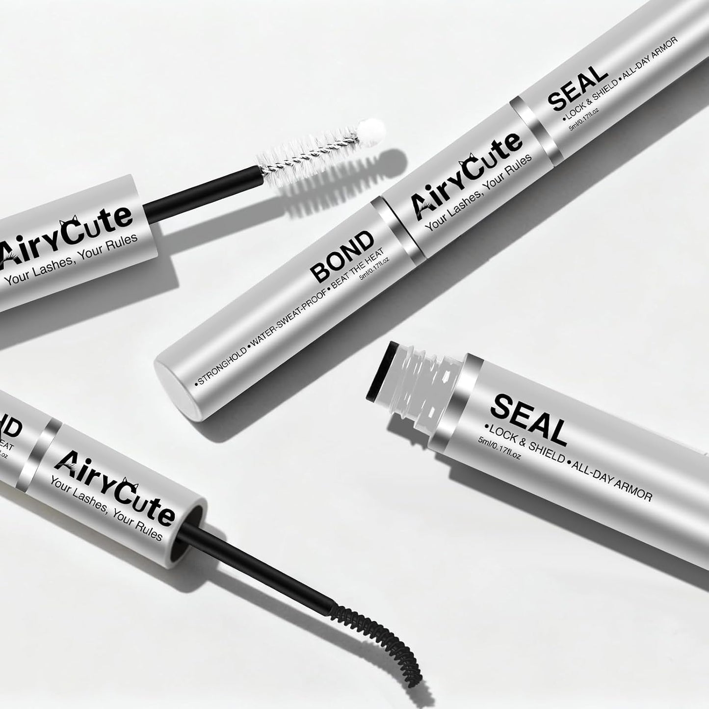 Eyelash Glue - 150H Long Lasting Waterproof Lash Bond & Seal | Strong Hold, Latex-Free, Non-Irritating (Black 5ml+5ml)