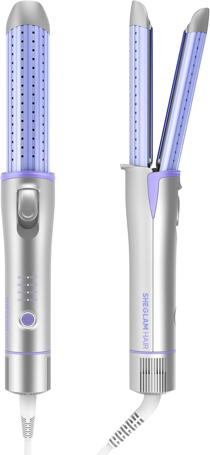 Manual Airflow Styler Curling Iron - 2 in 1 Hair Straightener & Curler with Anti-Scald Technology | 1 Inch, 360° Cool Air Lock