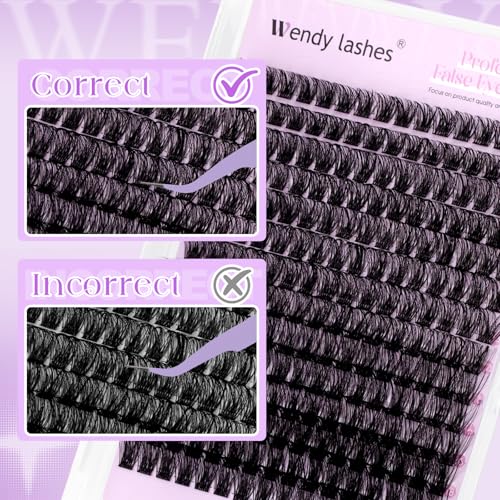 WENDY LASHES Cluster Eyelash Extensions C3-07-D Wispy Waterproof Reusable