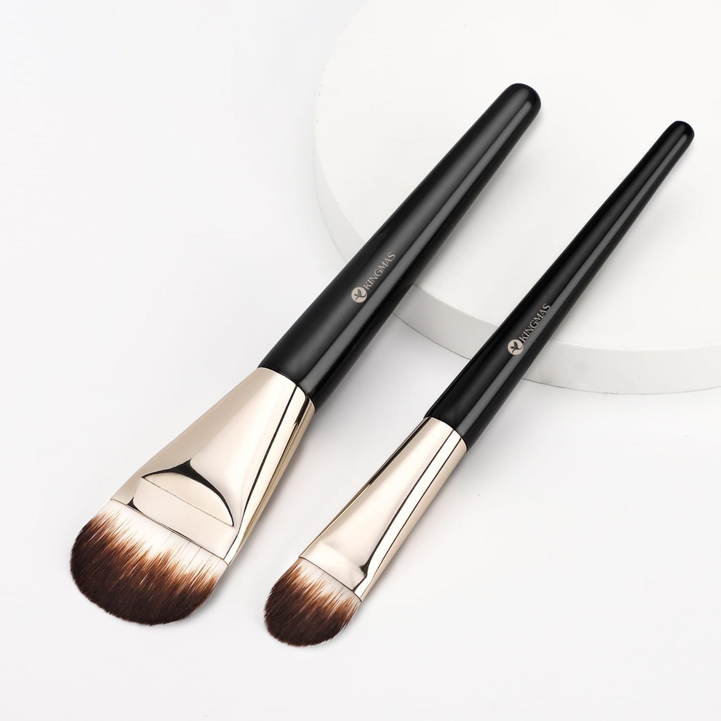 KINGMAS Flat Foundation Brush Set - Korean Makeup Brushes for Liquid & Cream Blending | Tongue-Shape Design