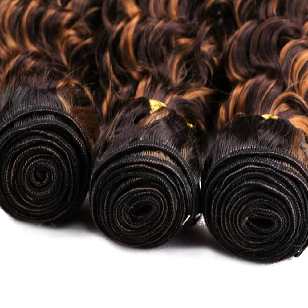 24 26 28 inch Highlight Bundles Human Hair Ombre Brown Bundles p4/30 Deep Wave Bundle #4 Brown Human Hair Bundle
