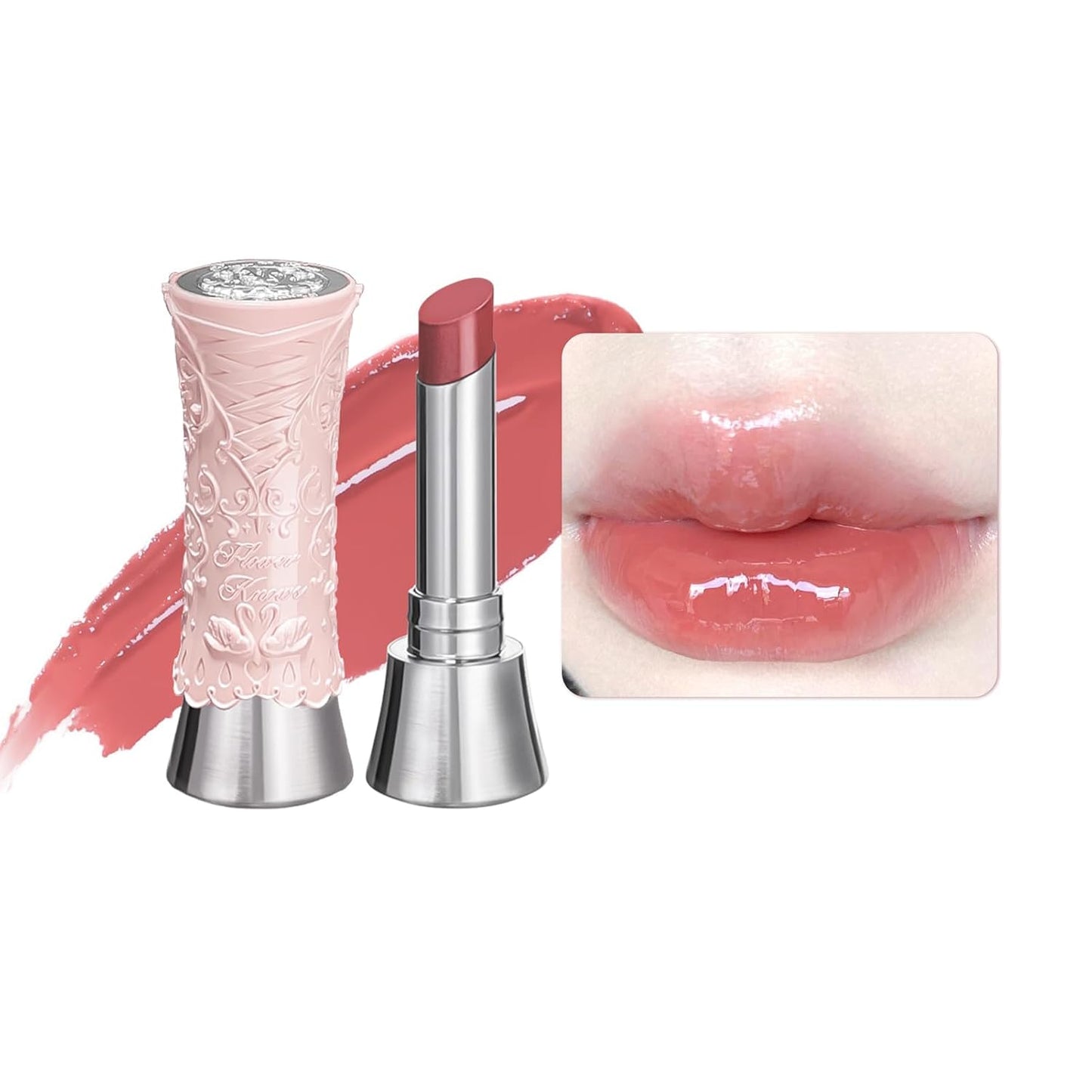 Swan Ballet Shine Lipstick - Hydrating Nude Peach Tinted Lip Balm for Long-Lasting Moisture | B03 Sweet Heart