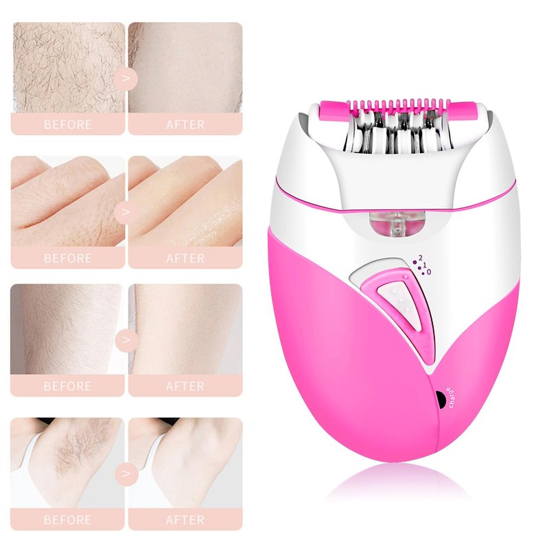 Electric Hair Removal Epilator, Rechargeable Detachable Head Fastest Removal Smooth Skin USB Chargeable Sensitive Areas Women Man Hair Trimmer for Face Legs Arms Armpit Bikini (Pink)