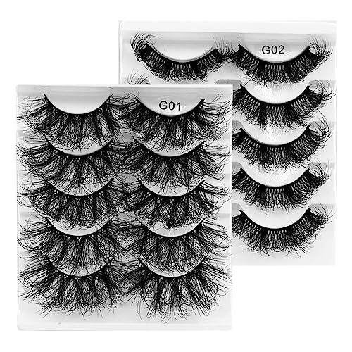FEITA Sexy 16-19MM Fluffy False Eyelashes 8D Natural Thick Volume Mink Lashes 5 Pairs