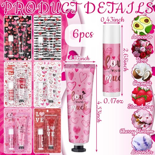Loopeer Valentine's Day Gift Set - 6 Sets of Hand Cream & Lip Balm Bulk