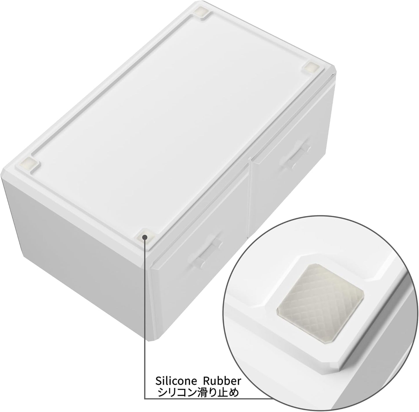 Makeup Organizer - 3-Piece Cosmetic Storage Case with 6 Drawers | White