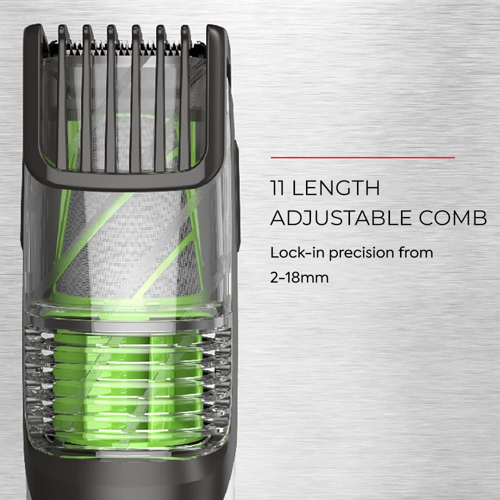 Remington Vacuum Beard Trimmer - 13 Length Settings, Rechargeable & Washable Blades | Adjustable Comb (2-18mm)