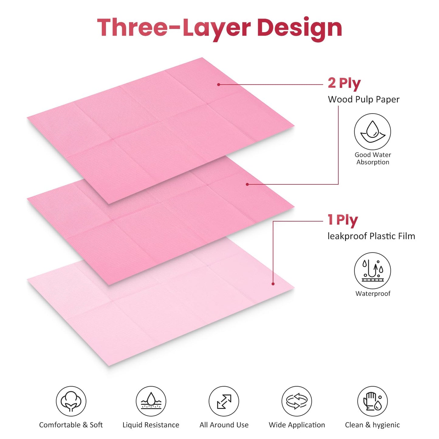 Disposable Nail Mats - 20-Pack Foldable Acrylic Nail Art Practice Sheets | 3-Ply Waterproof 13" x 18" Pink Pads