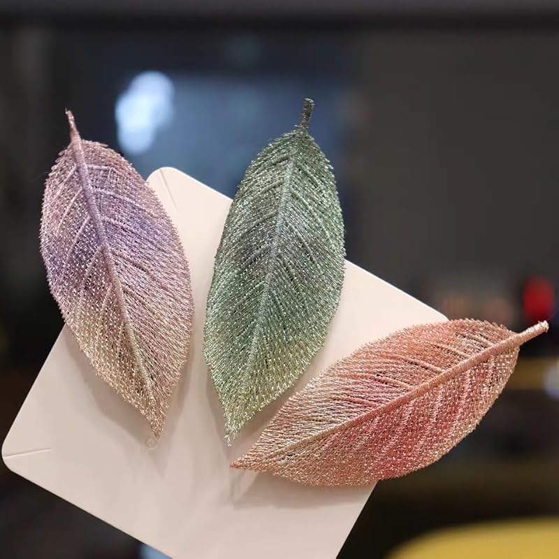 Elegant Leaf Hair Clips - 4 Pairs Embroidered Hairpins for Women